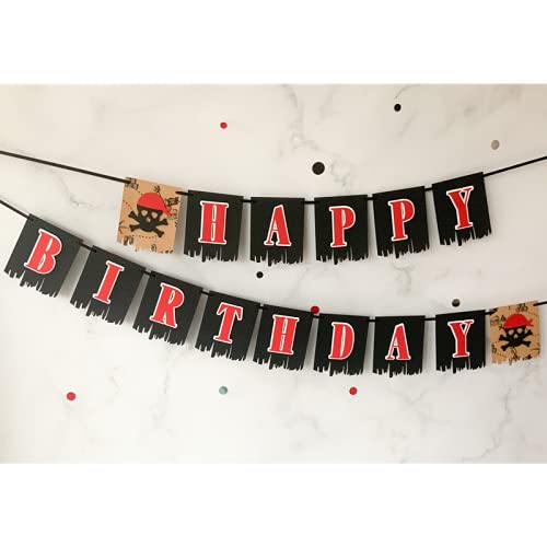Pinfliers Pirate Theme Birthday Decoration for Boys & Girls | Happy Banner for Kids | Party Background Wall Items - 15 Pieces/Black/Multicolor / 64.5 Inches Length - Image 4