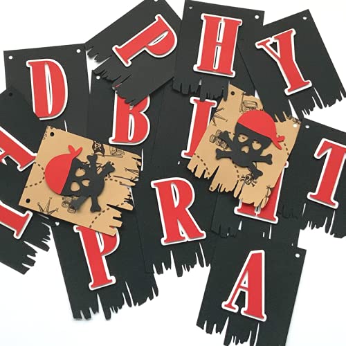 Pinfliers Pirate Theme Birthday Decoration for Boys & Girls | Happy Banner for Kids | Party Background Wall Items - 15 Pieces/Black/Multicolor / 64.5 Inches Length - Image 5
