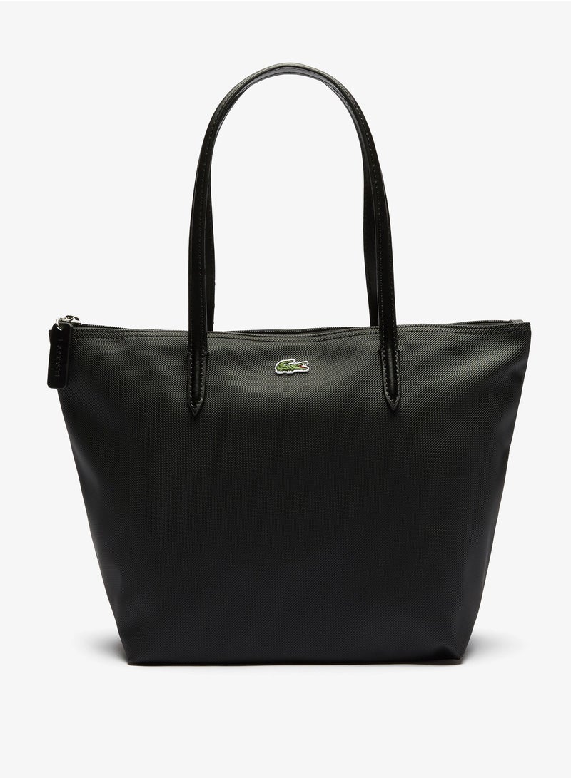 LACOSTE Lacoste Women's L12.12 Concept Fashion Versatile Large Capacity Zipper Handbag Tote Bag Shoulder Bag Medium Black - Image 1