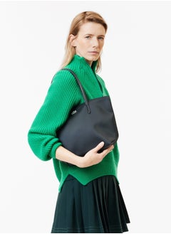 LACOSTE Lacoste Women's L12.12 Concept Fashion Versatile Large Capacity Zipper Handbag Tote Bag Shoulder Bag Medium Black  - Image 2