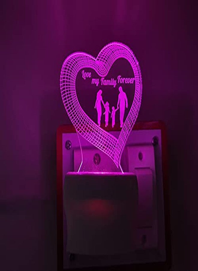 UKANI 7 Colour Changing 3D Illusion Love My Family Forever Design Night Lamp (Multicolour, 3 Inch) - Image 3