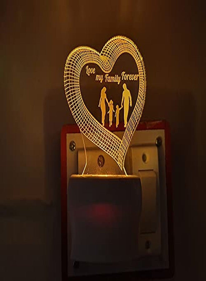 UKANI 7 Colour Changing 3D Illusion Love My Family Forever Design Night Lamp (Multicolour, 3 Inch) - Image 5