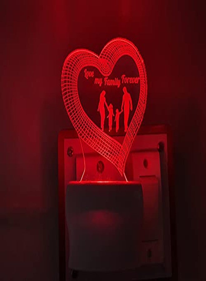UKANI 7 Colour Changing 3D Illusion Love My Family Forever Design Night Lamp (Multicolour, 3 Inch) - Image 4