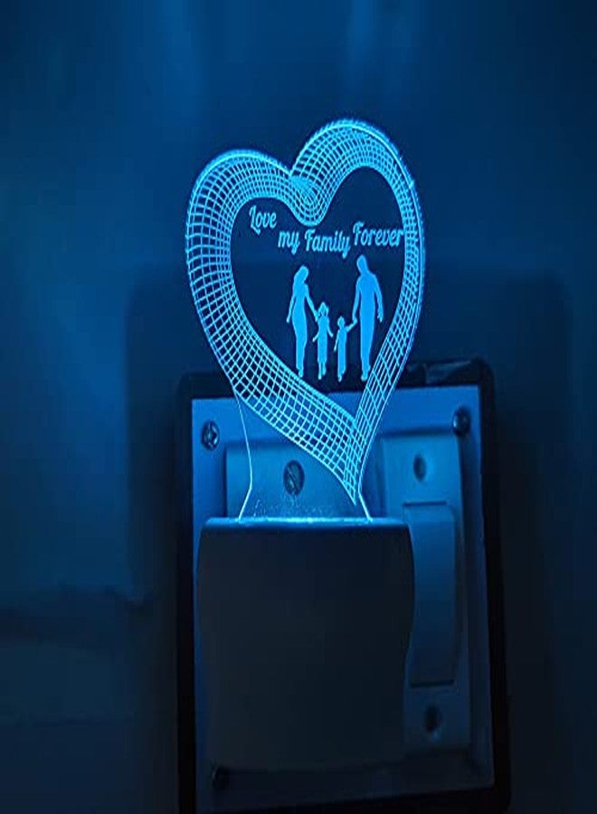 UKANI 7 Colour Changing 3D Illusion Love My Family Forever Design Night Lamp (Multicolour, 3 Inch) - Image 2