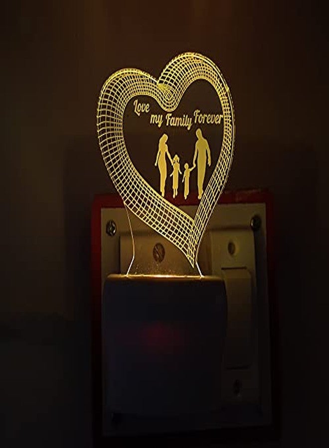 UKANI 7 Colour Changing 3D Illusion Love My Family Forever Design Night Lamp (Multicolour, 3 Inch) - Image 1