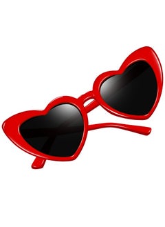 Joopin Retro Red Heart Shaped Sunglasses Uv400 Oversized Heart Sun Glasses Lovely Shades For Women Valentine Party Costume Shady Rays Sunnies  - Image 1