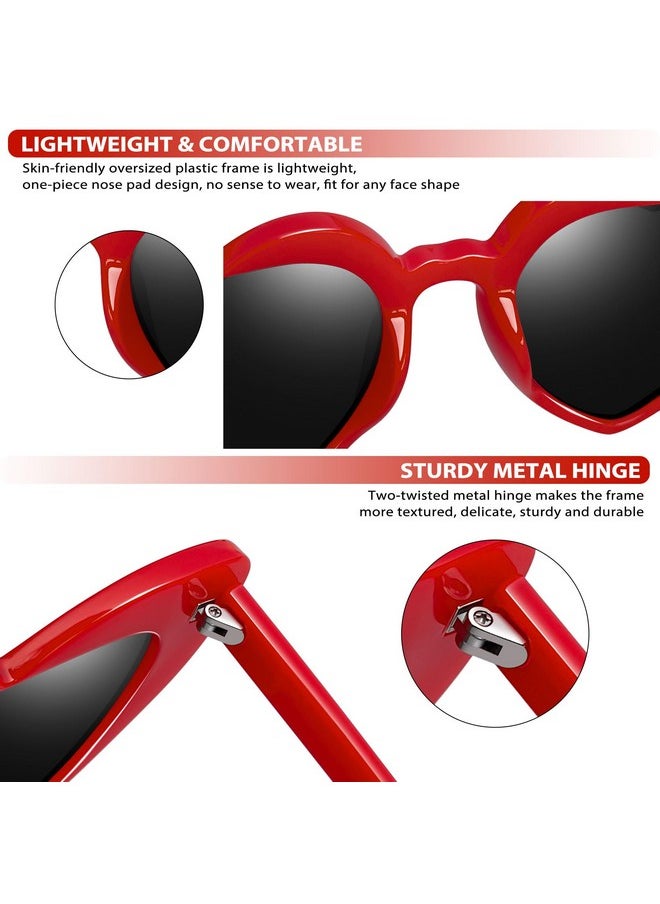 Joopin - Retro Red Heart Shaped Sunglasses Uv400 Oversized Heart Sun Glasses Lovely Shades For Women Valentine Party Costume Shady Rays Sunnies - Image 1