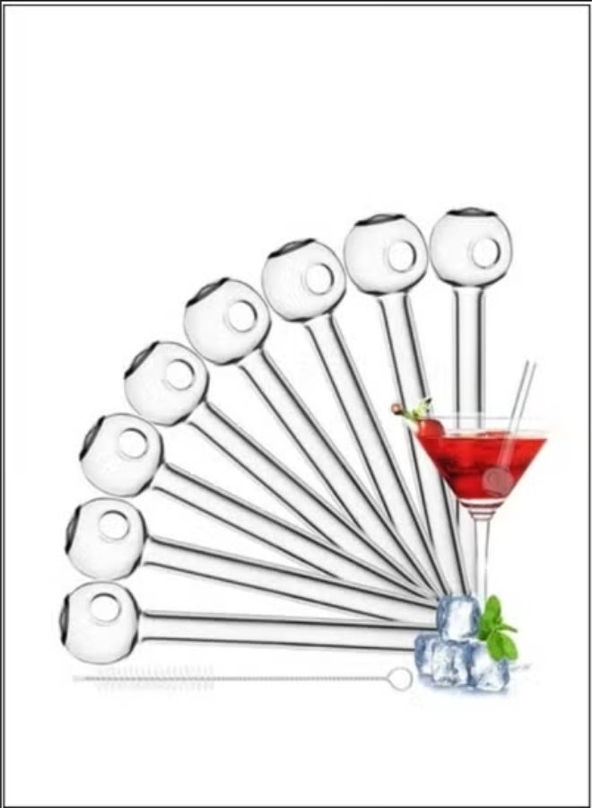 4-Inch Clear Glass Drinking Straws 8-Piece Set with Cleaning Brush - Shatter-Resistant Reusable Straws for Beverages Ideal for juice，Smoothies,  Eco-Friendly Home Use  - Image 1