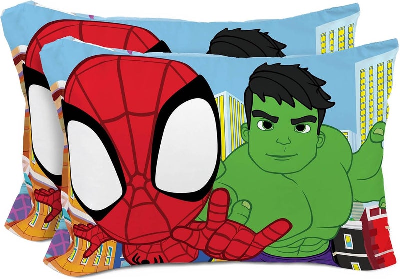 Sunny Side Up Marvel Spidey & His Amazing Friends 2 Pack Reversible Pillowcases - Double Sided Pillow Covers Features Spiderman, Ghost Spider & Miles Morales, Kids Super Soft Superhero Bedding - Image 1