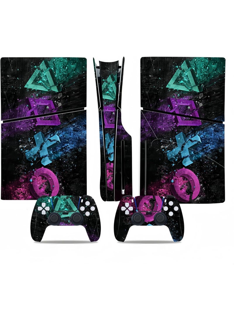 PS5 Slim Disc Edition Skin Sticker - فينيل واقي مع ملفوفات وحدة التحكم ، مقاومة للخدش ، جلود وحدة التحكم المتينة ، سهلة التطبيق ، إكسسوارات إصدار PM-2 (E) - Image 5