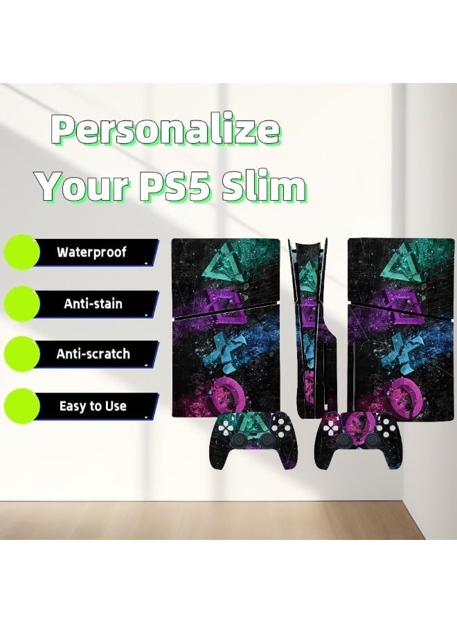 PS5 Slim Disc Edition Skin Sticker - فينيل واقي مع ملفوفات وحدة التحكم ، مقاومة للخدش ، جلود وحدة التحكم المتينة ، سهلة التطبيق ، إكسسوارات إصدار PM-2 (E) - Image 4