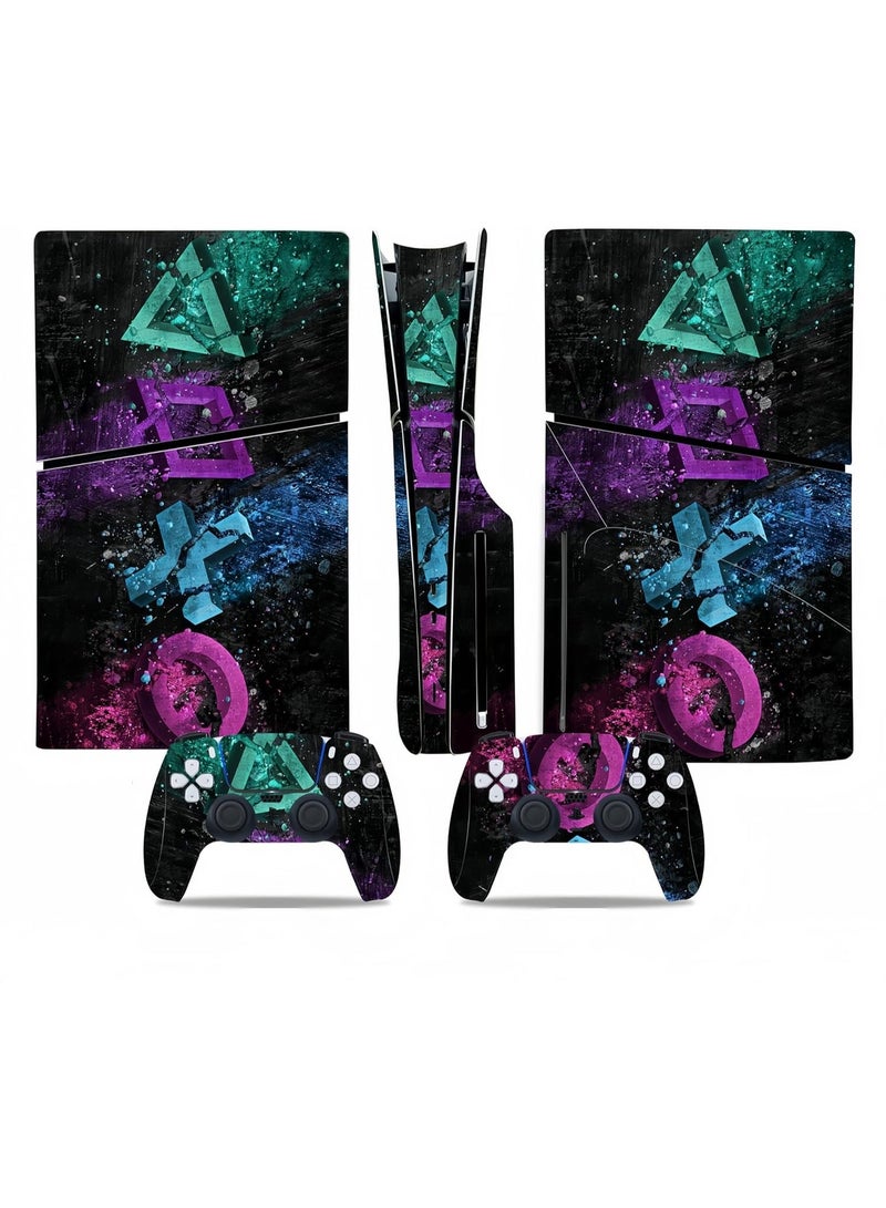 PS5 Slim Disc Edition Skin Sticker - فينيل واقي مع ملفوفات وحدة التحكم ، مقاومة للخدش ، جلود وحدة التحكم المتينة ، سهلة التطبيق ، إكسسوارات إصدار PM-2 (E) - Image 1