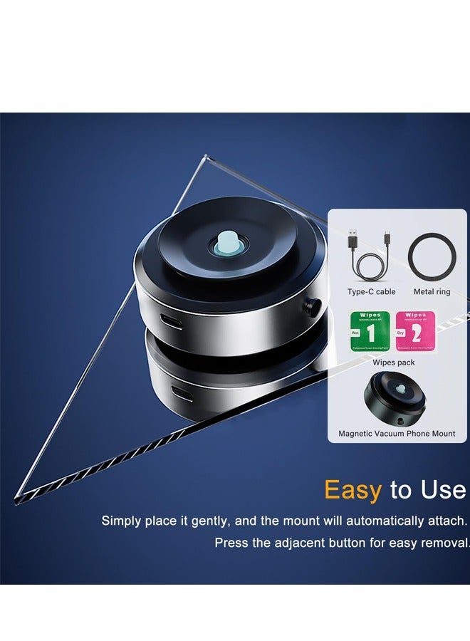 PADOM Magnetic Suction Phone Mount, Magnetic Cell Phone Holder for Car, Suction Cup Car Phone Holder, Suitable for Car/Mirror/Gym/Kitchen Smooth Surface, Compatible with iPhone & Android - Image 1