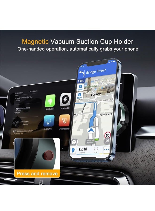 PADOM Magnetic Suction Phone Mount, Magnetic Cell Phone Holder for Car, Suction Cup Car Phone Holder, Suitable for Car/Mirror/Gym/Kitchen Smooth Surface, Compatible with iPhone & Android - Image 3