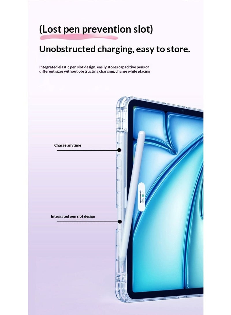 غطاء واقي على شكل Y لآيباد (A16) من الجيل 11 مقاس 11 بوصة 2025، ولجيل 10 من آيباد مقاس 10.9 بوصة 2022، بظهر شفاف وحامل قلم مع غطاء وقائي قابل للوقوف بشكل Y - Image 3