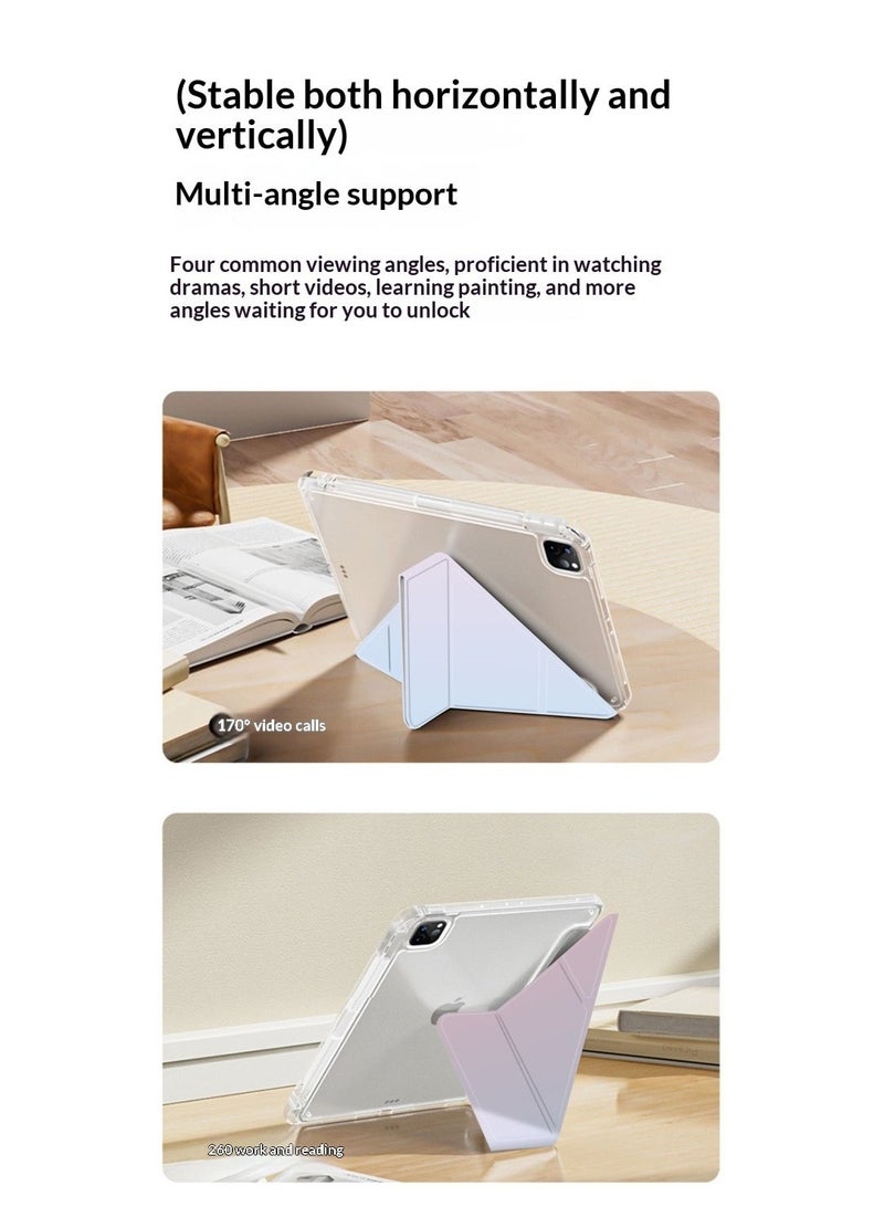 غطاء واقي على شكل Y لآيباد (A16) من الجيل 11 مقاس 11 بوصة 2025، ولجيل 10 من آيباد مقاس 10.9 بوصة 2022، بظهر شفاف وحامل قلم مع غطاء وقائي قابل للوقوف بشكل Y - Image 4