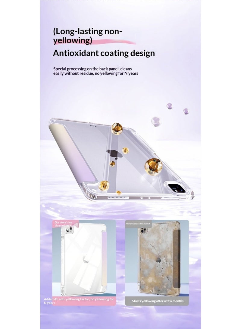 غطاء واقي على شكل Y لآيباد (A16) من الجيل 11 مقاس 11 بوصة 2025، ولجيل 10 من آيباد مقاس 10.9 بوصة 2022، بظهر شفاف وحامل قلم مع غطاء وقائي قابل للوقوف بشكل Y - Image 2