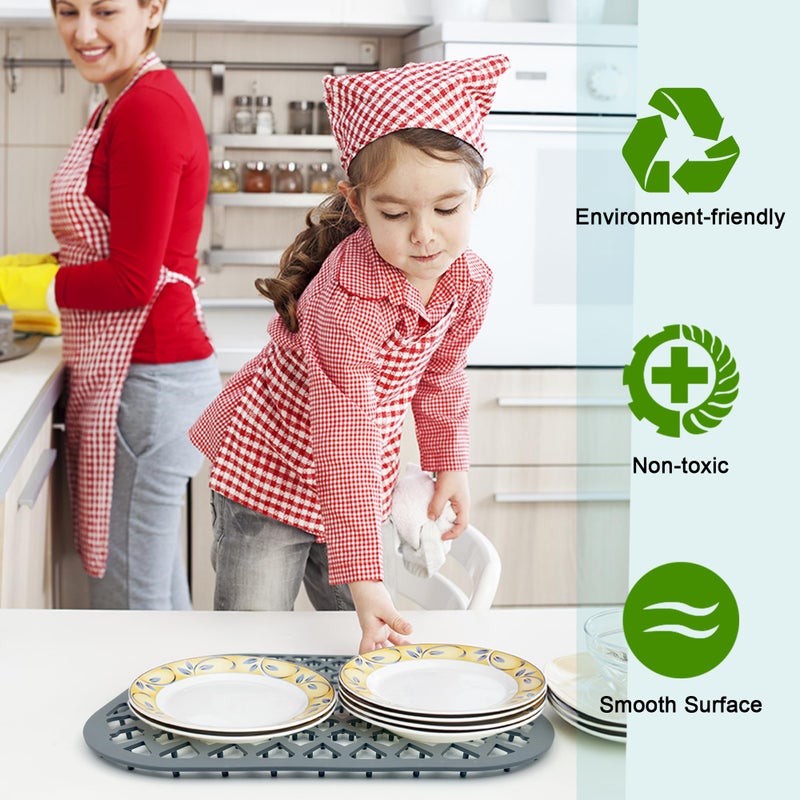 SAMSIER واقيات حوض Samsier لحوض المطبخ 13X11 و16X12 و19X14 و21X16 و22X13 و24X13 و26X14 و28X14 و30X16 شبكة سجادات حوض كبيرة من السيليكون لأسفل حوض المزرعة (13 × 11) - Image 3
