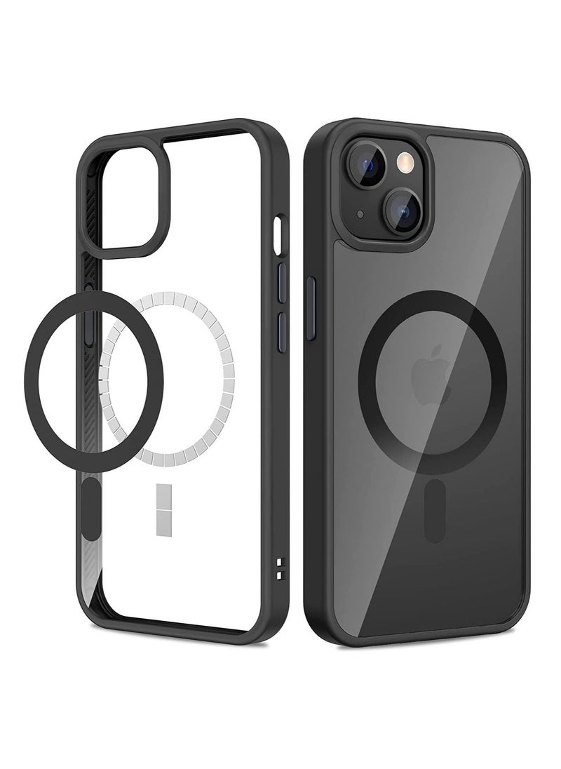 Generic - Built in Magnets Compatible with MagSafe Clear Hard PC Back Cover Soft TPU Frame Shockproof Protective Slim Bumper Case for iPhone 12/iphone 12 pro_ black - Image 1