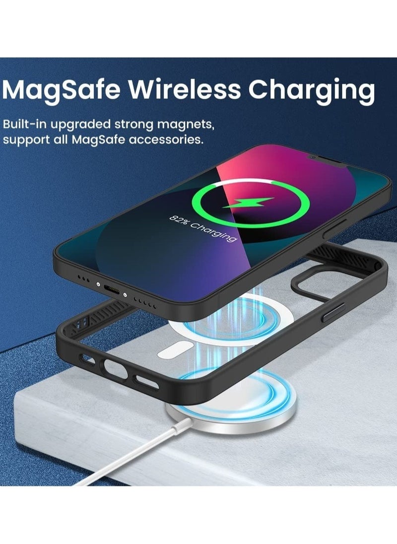 Generic - Built in Magnets Compatible with MagSafe Clear Hard PC Back Cover Soft TPU Frame Shockproof Protective Slim Bumper Case for iPhone 12/iphone 12 pro_ black - Image 1