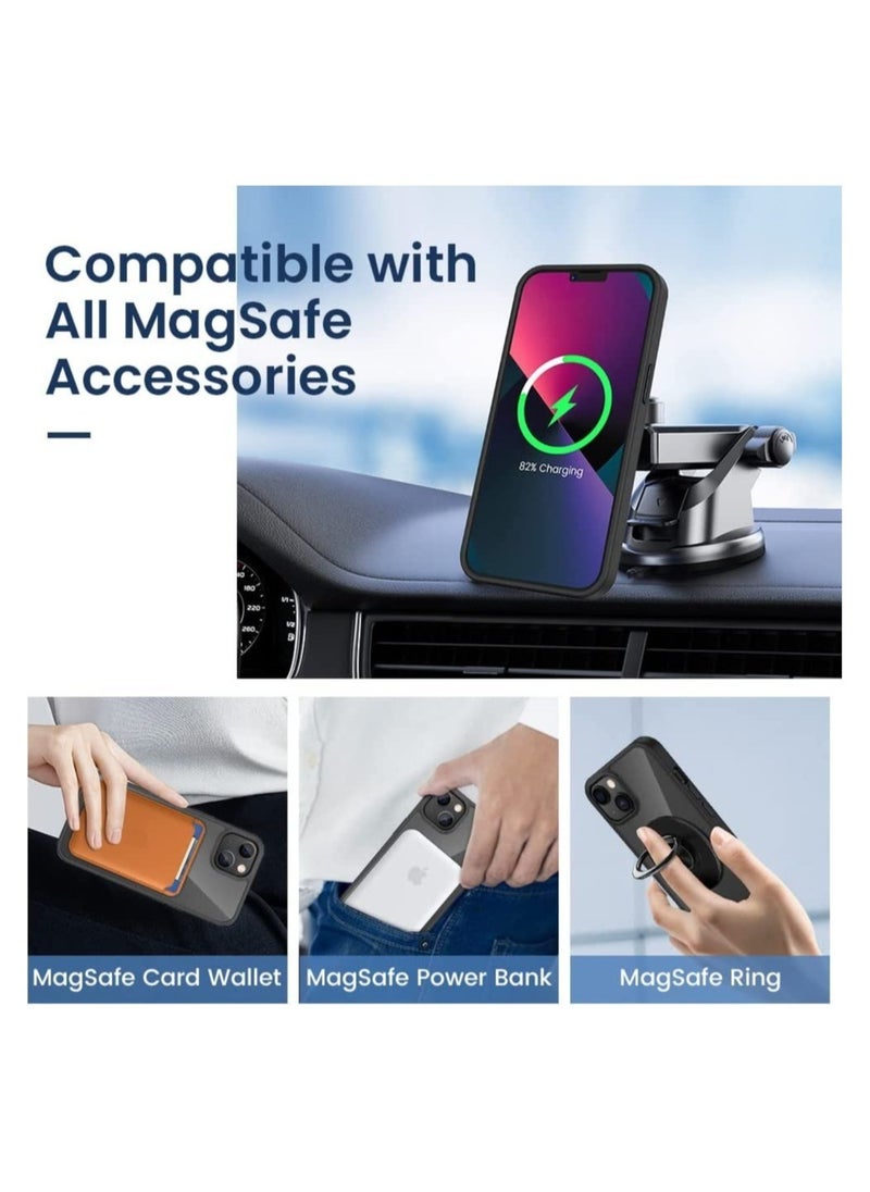 Generic - Built in Magnets Compatible with MagSafe Clear Hard PC Back Cover Soft TPU Frame Shockproof Protective Slim Bumper Case for iPhone 12/iphone 12 pro_ black - Image 1