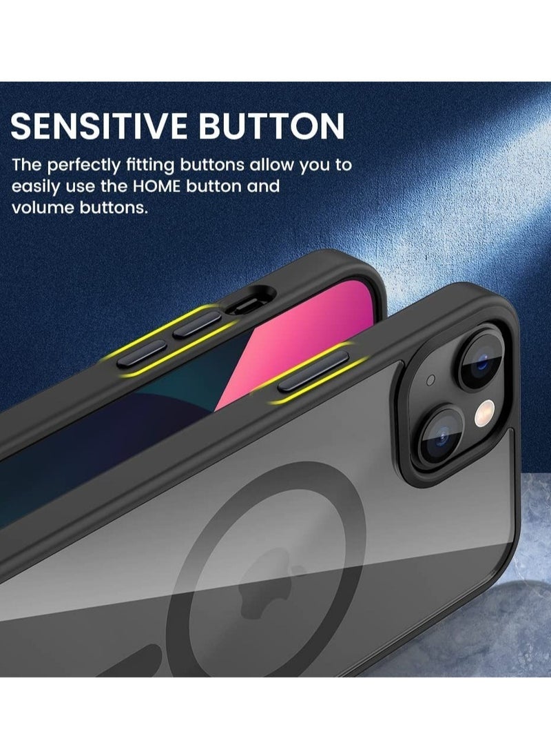 Generic - Built in Magnets Compatible with MagSafe Clear Hard PC Back Cover Soft TPU Frame Shockproof Protective Slim Bumper Case for iPhone 12/iphone 12 pro_ black - Image 1