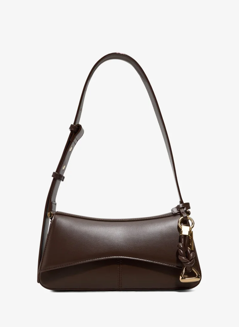 Aldo Womens Brown Magnetic Snap Sling Bag