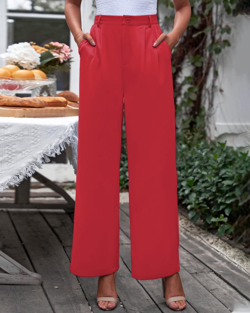 GRAPENT Dress Pants for Women Business Casual Women Slacks Summer Outfits Women Over 50 Work Womens High Waisted Trousers Plus Size Work Pants Color True Red Size X-Large Size 16 Size 18 - Image 2