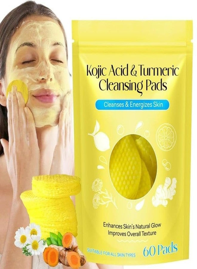 EXOFLY Turmeric & Kojic Acid Face Cleansing Pads for Dark Spots, Skin Brightening & Acne Prevention Vitamin C, Retinol & Chamomile Hydrolat For Women & Men All Skin Type (60 Pieces Pack of 1) - Image 1