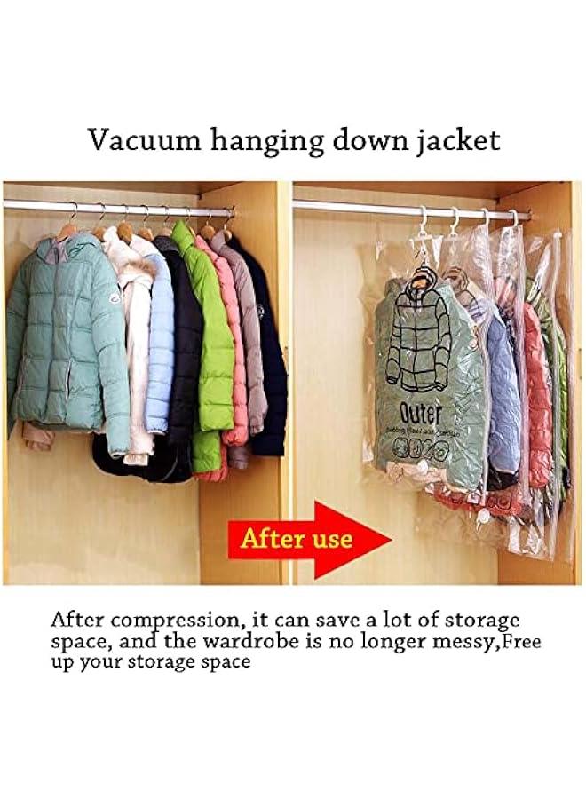 2Pcs Vacuum Compression Bag, 1 Long+1 Short Save Space for Foldable Clothes Can Hang Hook Storage Jacket Winter Coats Suit Bags Clothing Cover  - Image 5