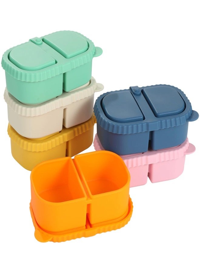 Homaisson 6 Pcs Silicone Double Compartment Snack Containers, Mini Food Snack Boxes, Reusable Silicone Snack Containers with Lids, 8.12 oz, Small for Dressing, Snacks, Office, Picnic - Image 2