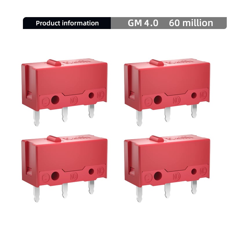 KAILH GM4.0 GM8.0 Micro Switch 60M 80MLife Gaming Mouse Micro Switch 3 Pin Black Mice Left Right Button GM 4.0 8.0 (Balck 4pcs GM8.0) - Image 2