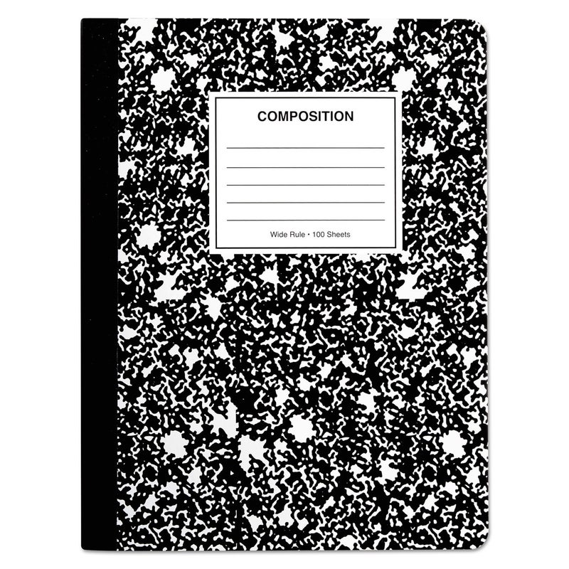 Universal UNV20957 100 Sheets 975 in x 75 in 4 sqin Quadrille Rule Composition Book Black Marble 6Pack