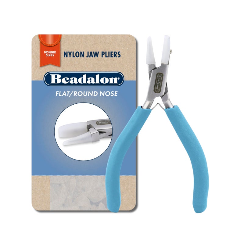 Beadalon Designer Series Nylon Jaw Pliers FlatRound Nose Pacific Blue VinylFree Grips Stainless Steel 525in - Image 2