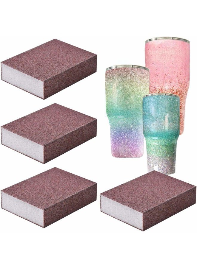 Yaromo Sanding Sponge for Epoxy Glitter Tumblers, 4 Pack Epoxy Grinding Blocks Apply to Remove Smudges and Bumps, Superfine Epoxy Refinishing Papers for Making Glitter Tumbler Cups - Image 1