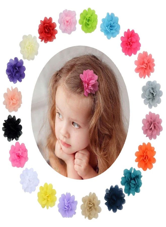 NUOSYI 20PCS 2" Chiffon Flower Baby Girls Hair Bows Clips Cute Hair Accessories For Newborns Infants Toddlers Kids Women - Image 1