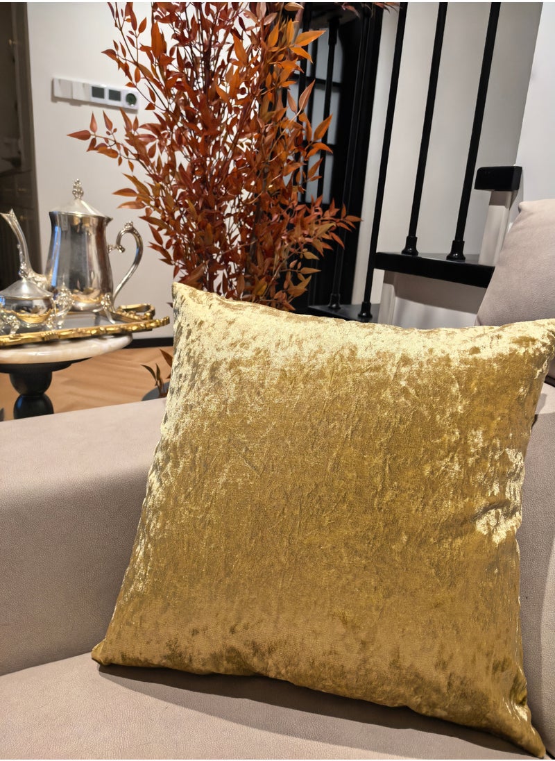 Generic Pack of 2, Noble Golden Velvet Square Throw Pillow Cover Cushion Covers Pillowcase, Home Decorations for Sofa Couch Bed Chair 18x18 Inch(45x45 cm)  - Image 2