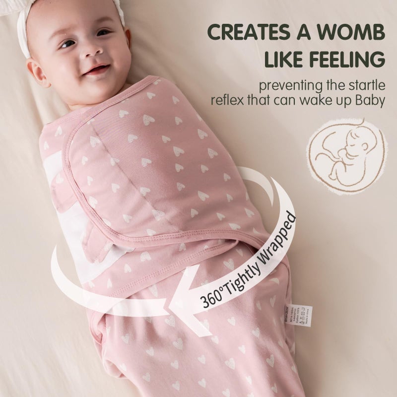 insular Baby Swaddle Wrap, Swaddle Blanket for Newborn and Infant, Adjustable Velcro Swaddling Set for Boy and Girl, Soft Cotton Baby Sleep Sack 3 Pack, Rainbow, Small(0-3 Month) - Image 2