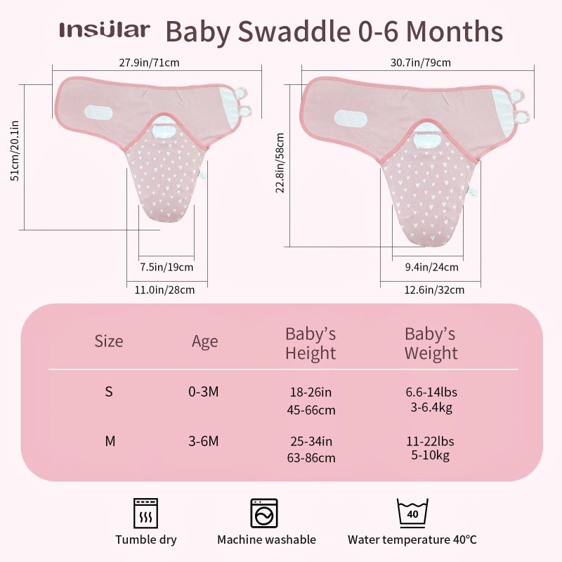 insular Baby Swaddle Wrap, Swaddle Blanket for Newborn and Infant, Adjustable Velcro Swaddling Set for Boy and Girl, Soft Cotton Baby Sleep Sack 3 Pack, Rainbow, Small(0-3 Month) - Image 4