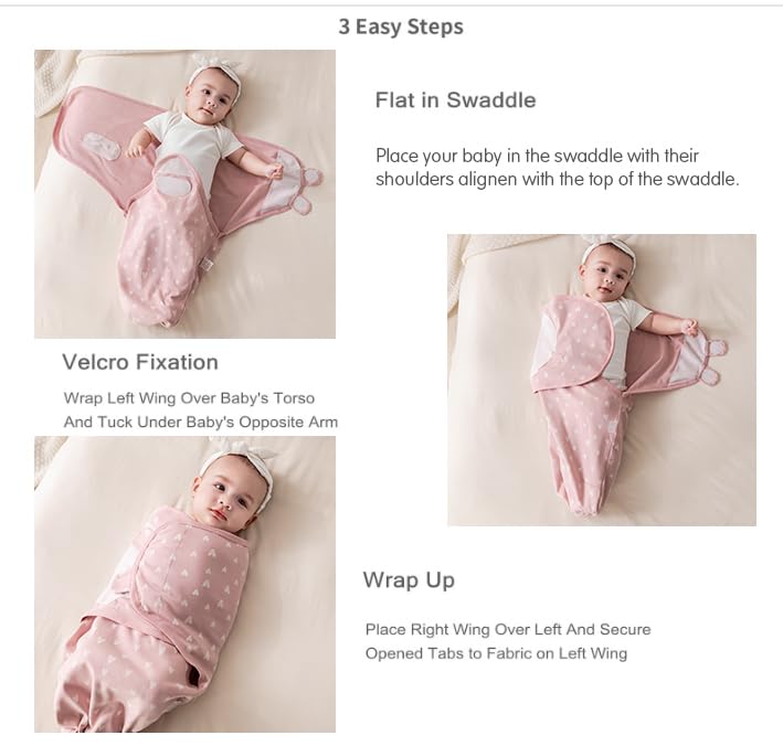 insular Baby Swaddle Wrap, Swaddle Blanket for Newborn and Infant, Adjustable Velcro Swaddling Set for Boy and Girl, Soft Cotton Baby Sleep Sack 3 Pack, Rainbow, Small(0-3 Month) - Image 5