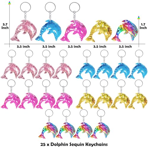 CiciBear 25 Pack Dolphin Sequin Keychains for Ocean Themed Party Favors, Kids and Adults Birthday Gift, Baby Shower, Party, 5 Colors - Image 2