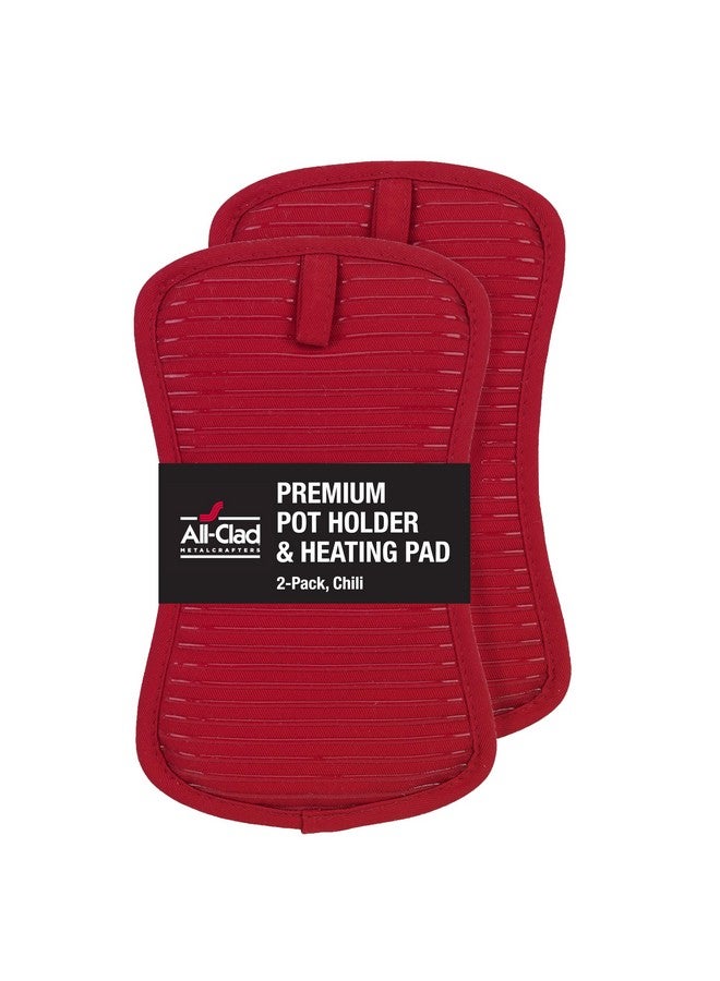 All-Clad All-Clad Premium Pot Holder & Heating Pad, (2-Pack) Heat Resistant to 500 Degrees, 100% Cotton 10"x6.25" for Kitchen and Barbeque, Chili Red - Image 1