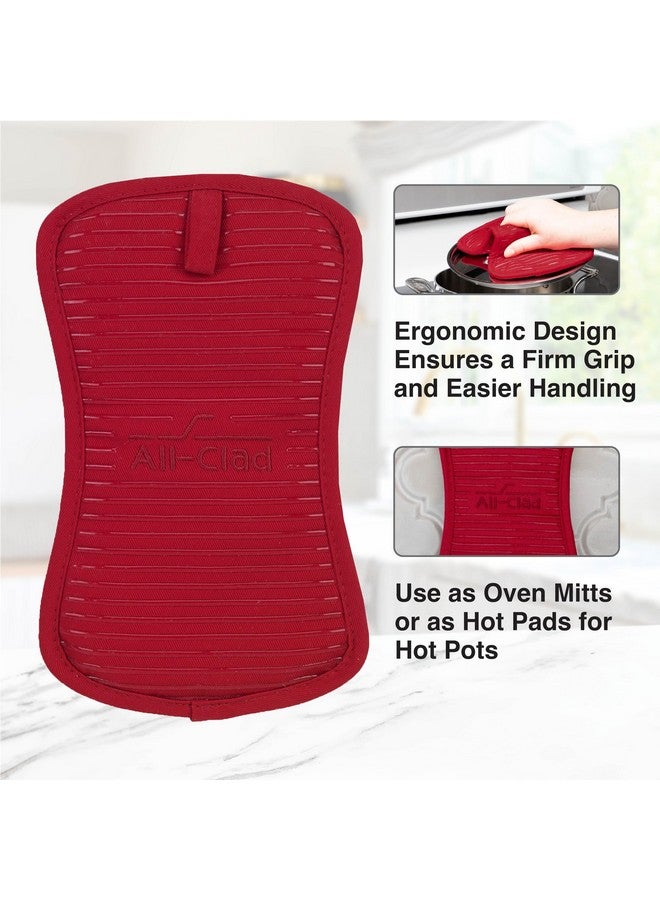 All-Clad All-Clad Premium Pot Holder & Heating Pad, (2-Pack) Heat Resistant to 500 Degrees, 100% Cotton 10"x6.25" for Kitchen and Barbeque, Chili Red - Image 3