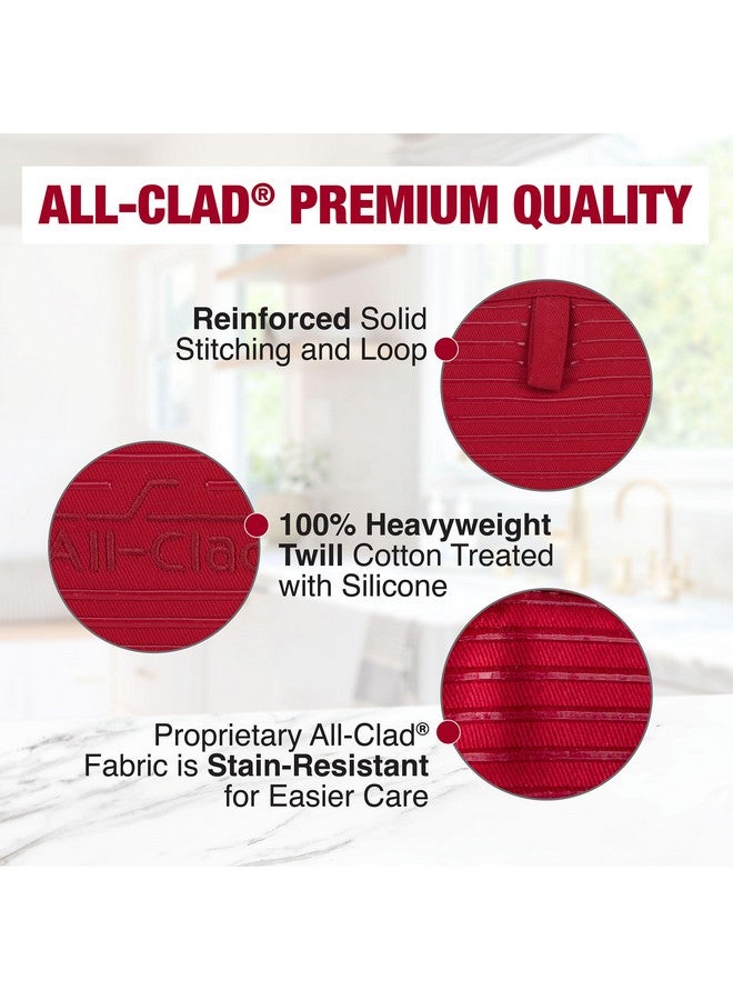 All-Clad All-Clad Premium Pot Holder & Heating Pad, (2-Pack) Heat Resistant to 500 Degrees, 100% Cotton 10"x6.25" for Kitchen and Barbeque, Chili Red - Image 5