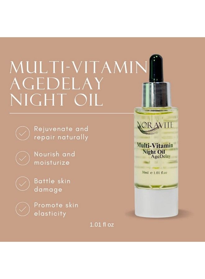 Noravite Agedelay Multivitamin Night Facial Oil Intensive Skin Tightening Oil & Anti Aging Moisturizer | Nourishes Protects & Rejuvenates| Antioxidant Serum W/Vitamin E Omega369 & Seaweed30Ml - Image 5