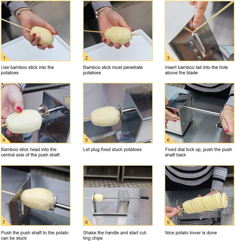 PRICHI Stainless Steel Potato Slicer Potato Twister Machine Manual Stainless Steel Twisted Potato Slicer Potato Slicer Machine for Chips - Image 4