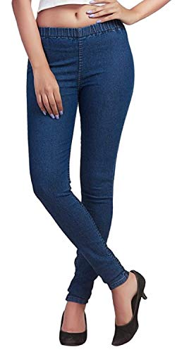 ADBUCKS Women's Slim Fit Denim Jeggings with Elasticated Waistband (40, Dark blue) - Image 2