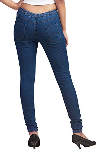 ADBUCKS Women's Slim Fit Denim Jeggings with Elasticated Waistband (40, Dark blue) - Image 3