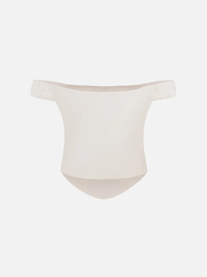 ليتشي توب مشد من الساتان مع عظام غير متماثلة