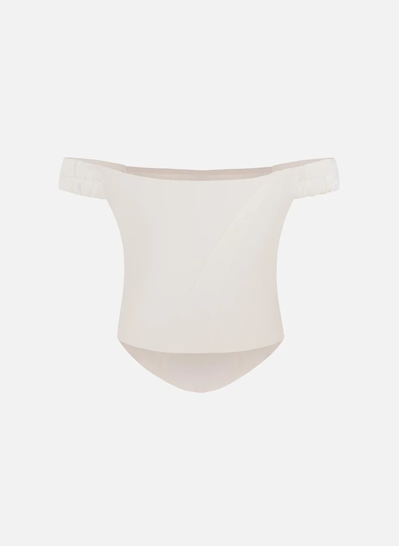 Lichi  Satin corset top with asymmetrical boning for Women | Best Price UAE